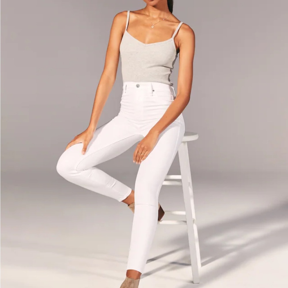 Abercrombie & Fitch Simone High Rise Ankle skinny jeans jeggings White 25 Short